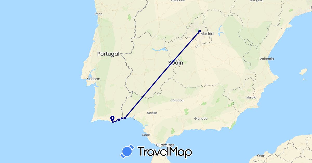 TravelMap itinerary: driving in Spain, Portugal (Europe)